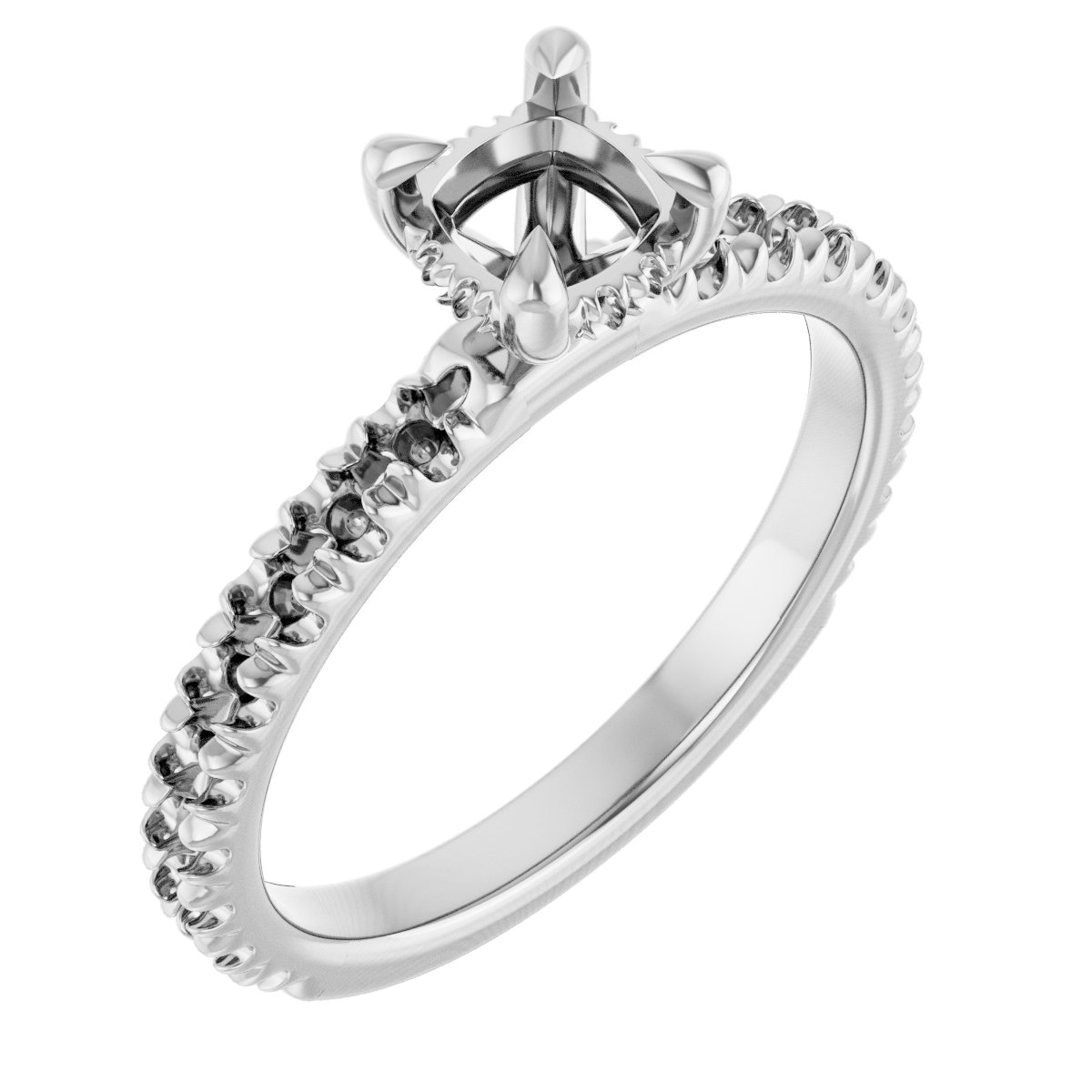 Claw-Prong Hidden Halo-Style Engagement Ring