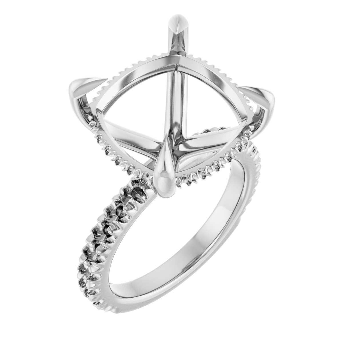 Claw-Prong Hidden Halo-Style Engagement Ring
