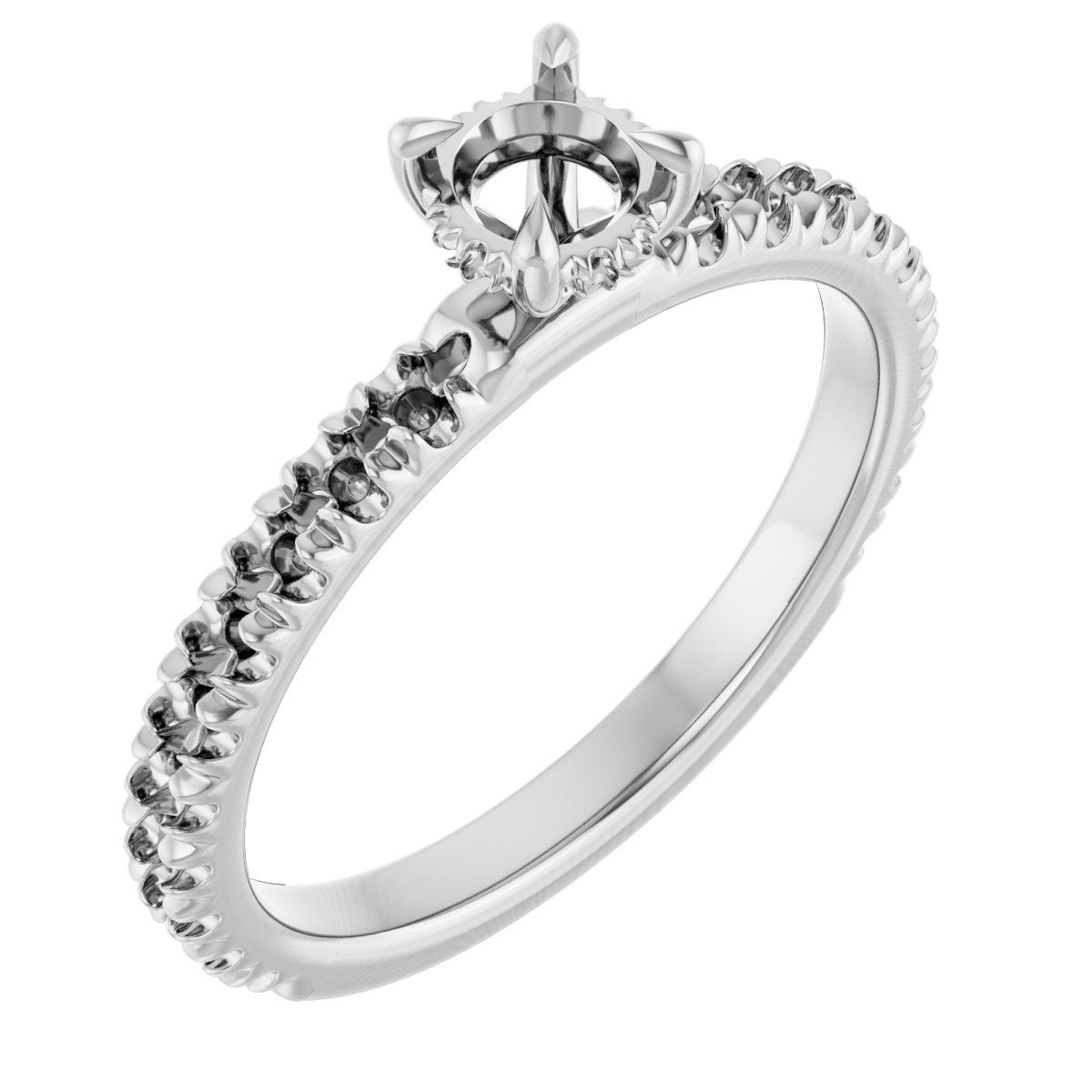 Claw-Prong Hidden Halo-Style Engagement Ring