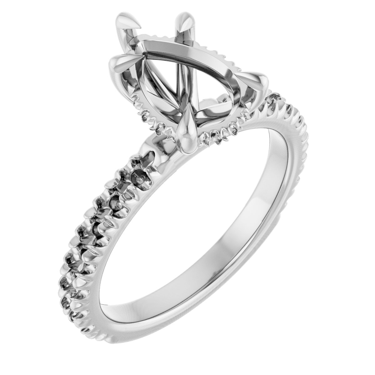 Claw-Prong Hidden Halo-Style Engagement Ring