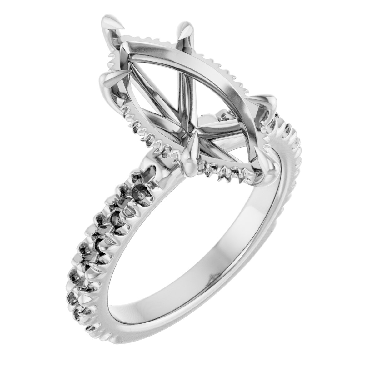 Claw-Prong Hidden Halo-Style Engagement Ring