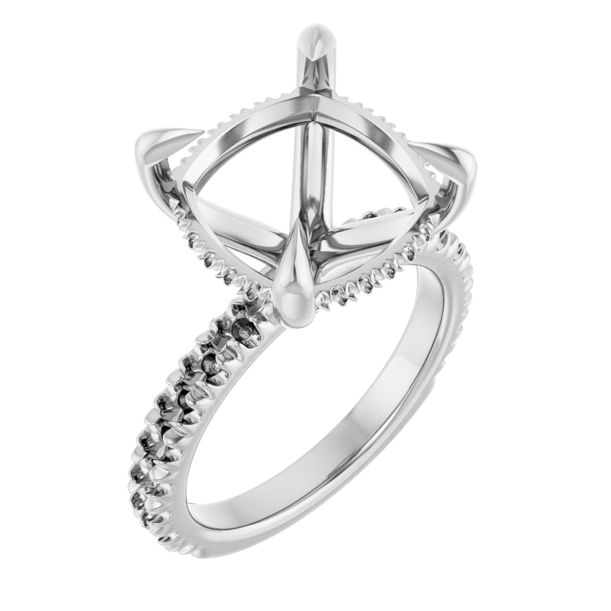 Claw-Prong Hidden Halo-Style Engagement Ring