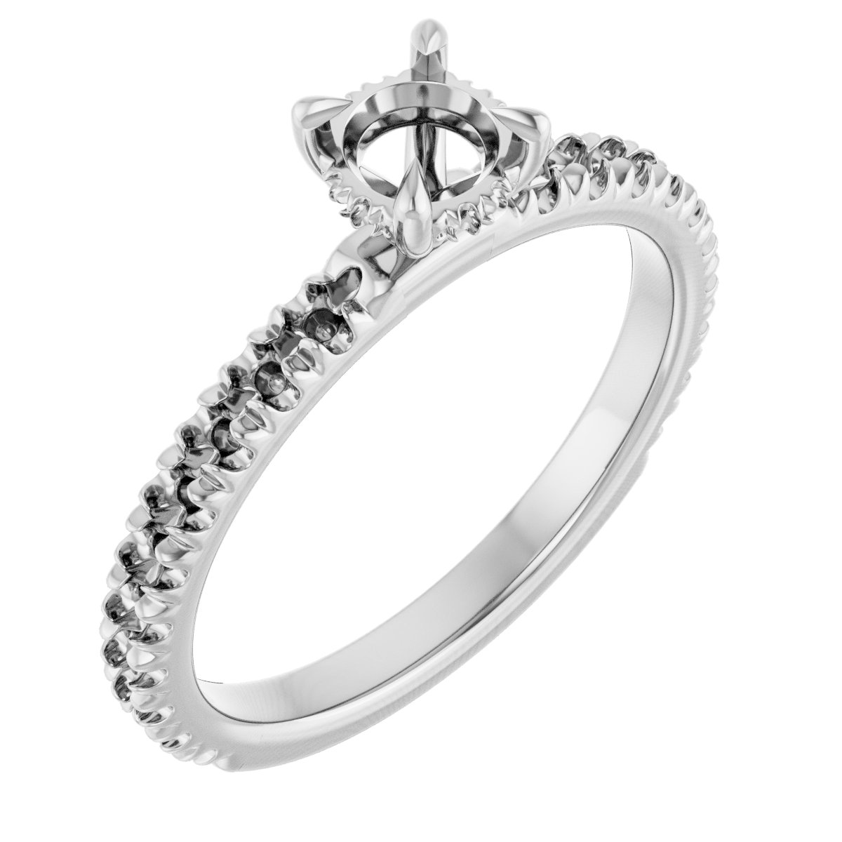 Claw-Prong Hidden Halo-Style Engagement Ring