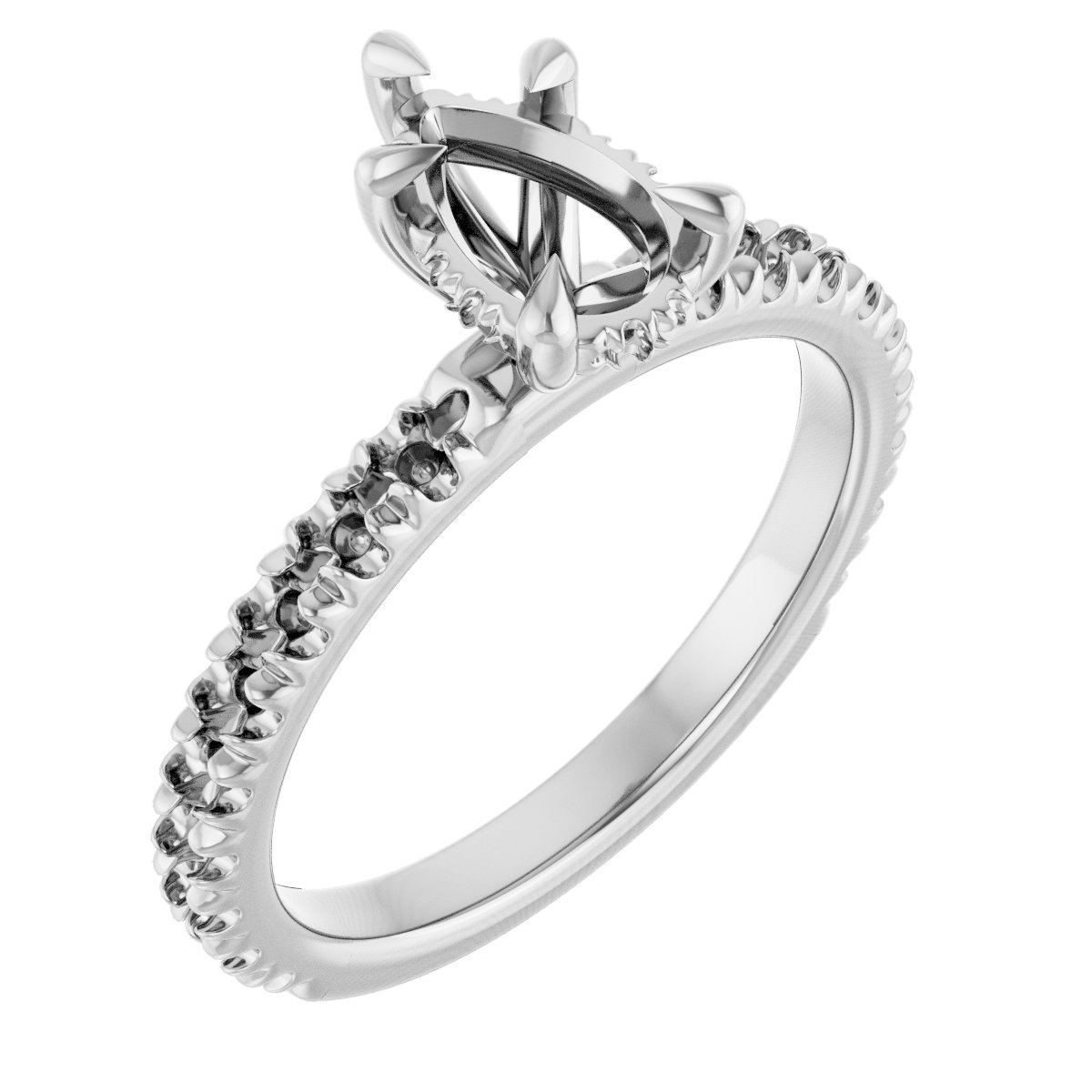 Claw-Prong Hidden Halo-Style Engagement Ring