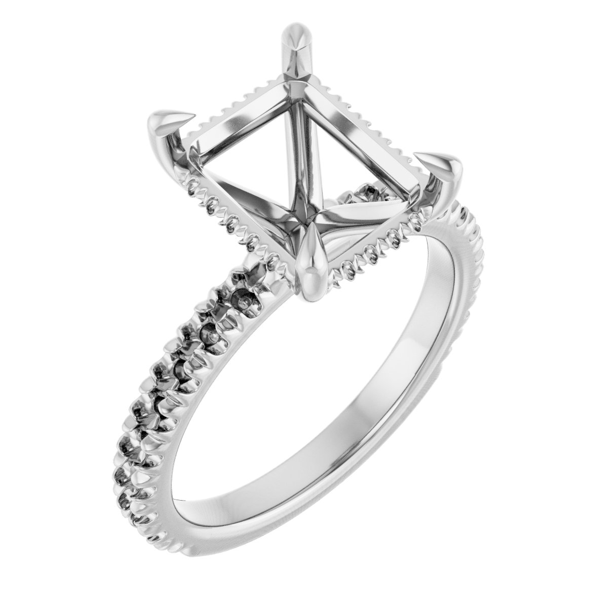 Claw-Prong Hidden Halo-Style Engagement Ring