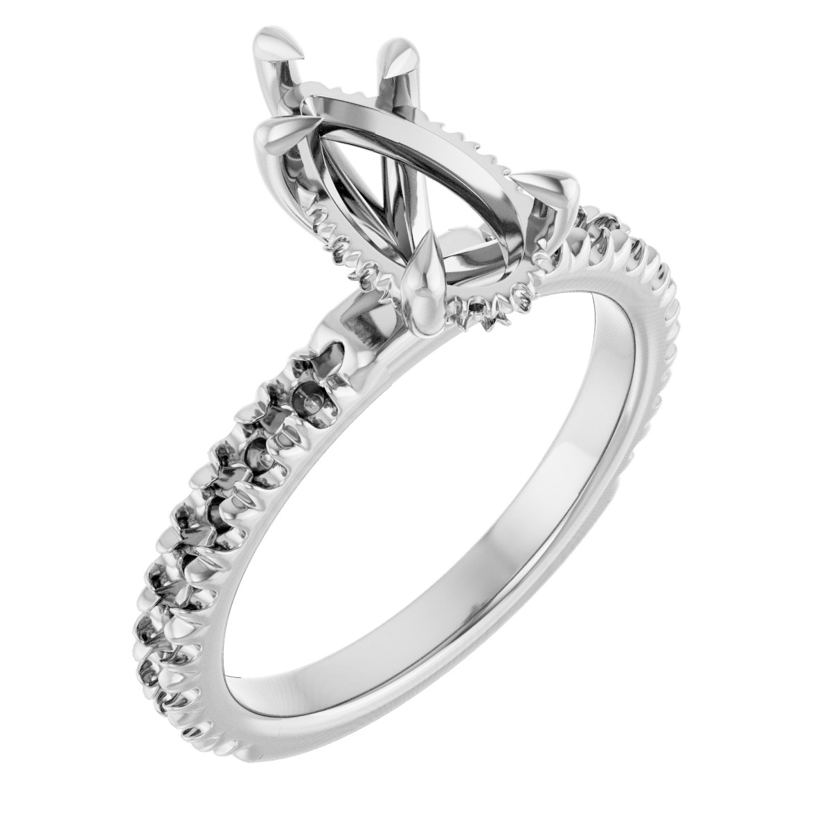 Claw-Prong Hidden Halo-Style Engagement Ring