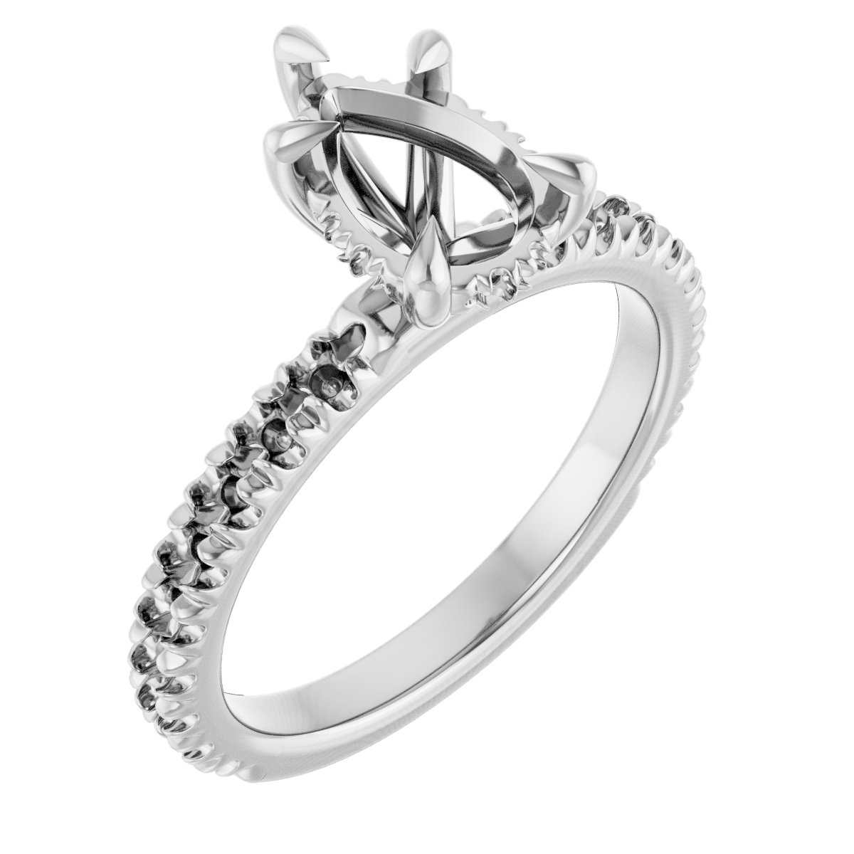 Claw-Prong Hidden Halo-Style Engagement Ring