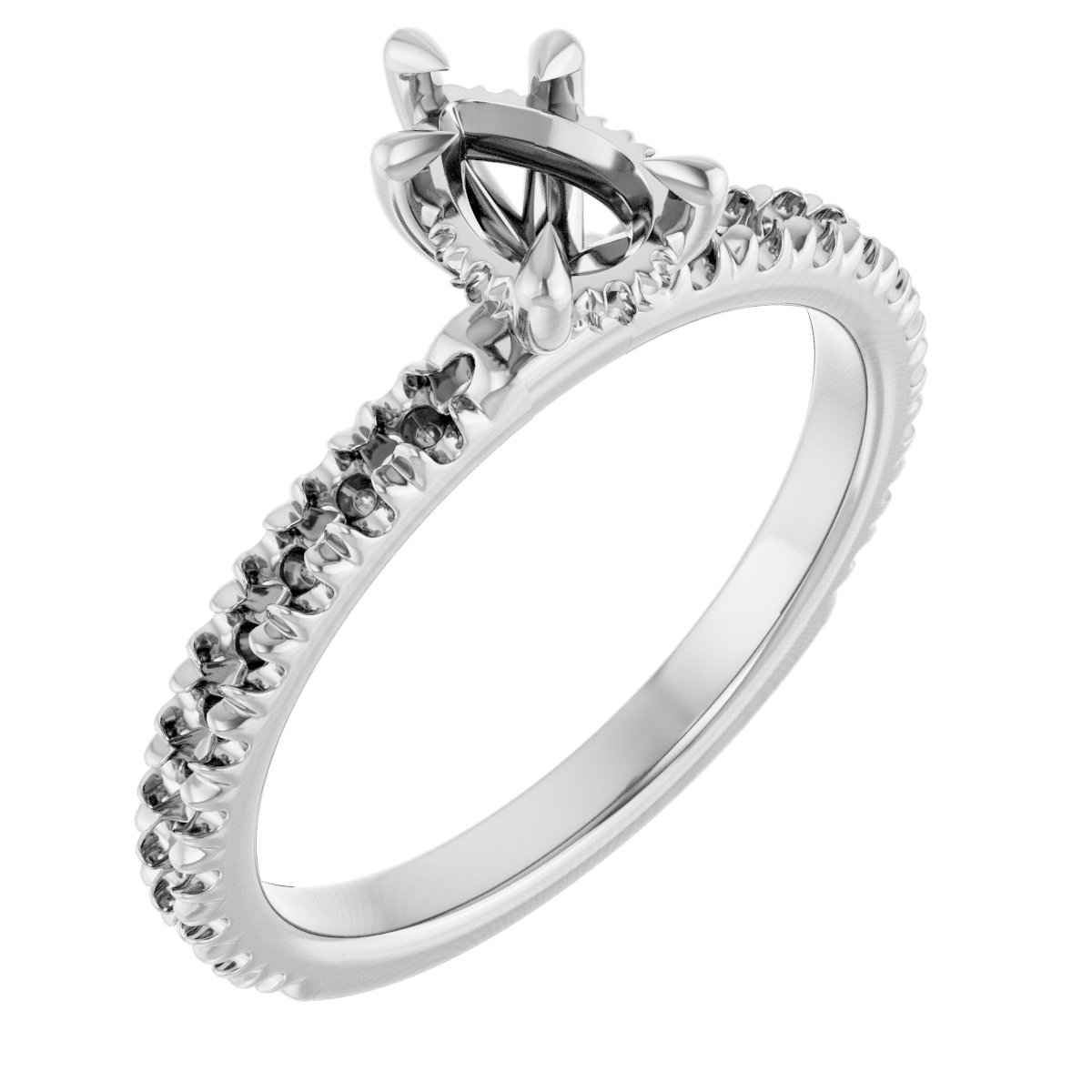 Claw-Prong Hidden Halo-Style Engagement Ring