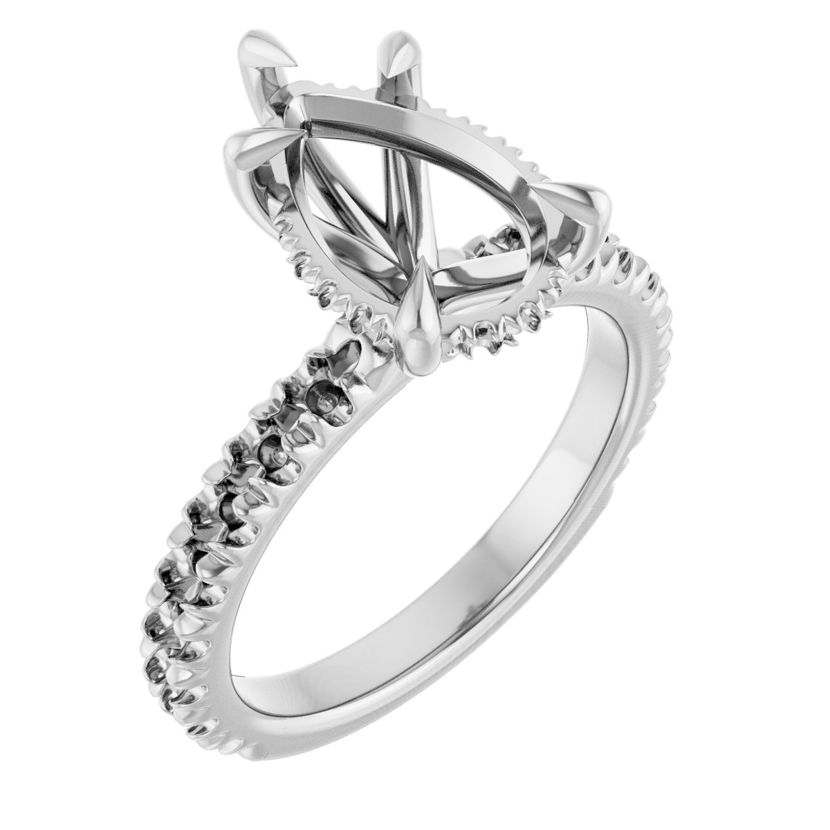 Claw-Prong Hidden Halo-Style Engagement Ring
