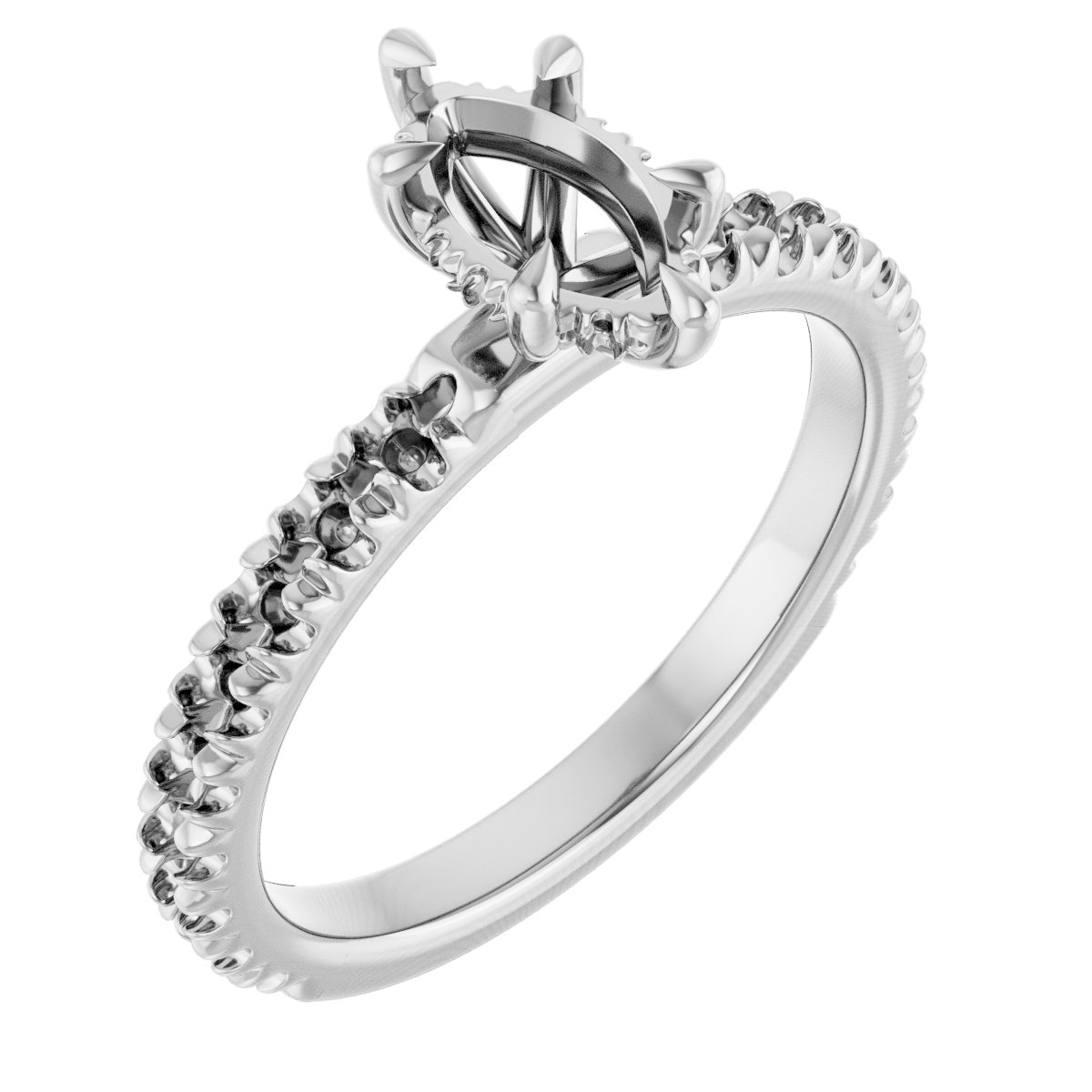 Claw-Prong Hidden Halo-Style Engagement Ring