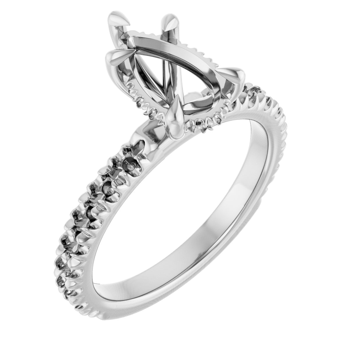Claw-Prong Hidden Halo-Style Engagement Ring