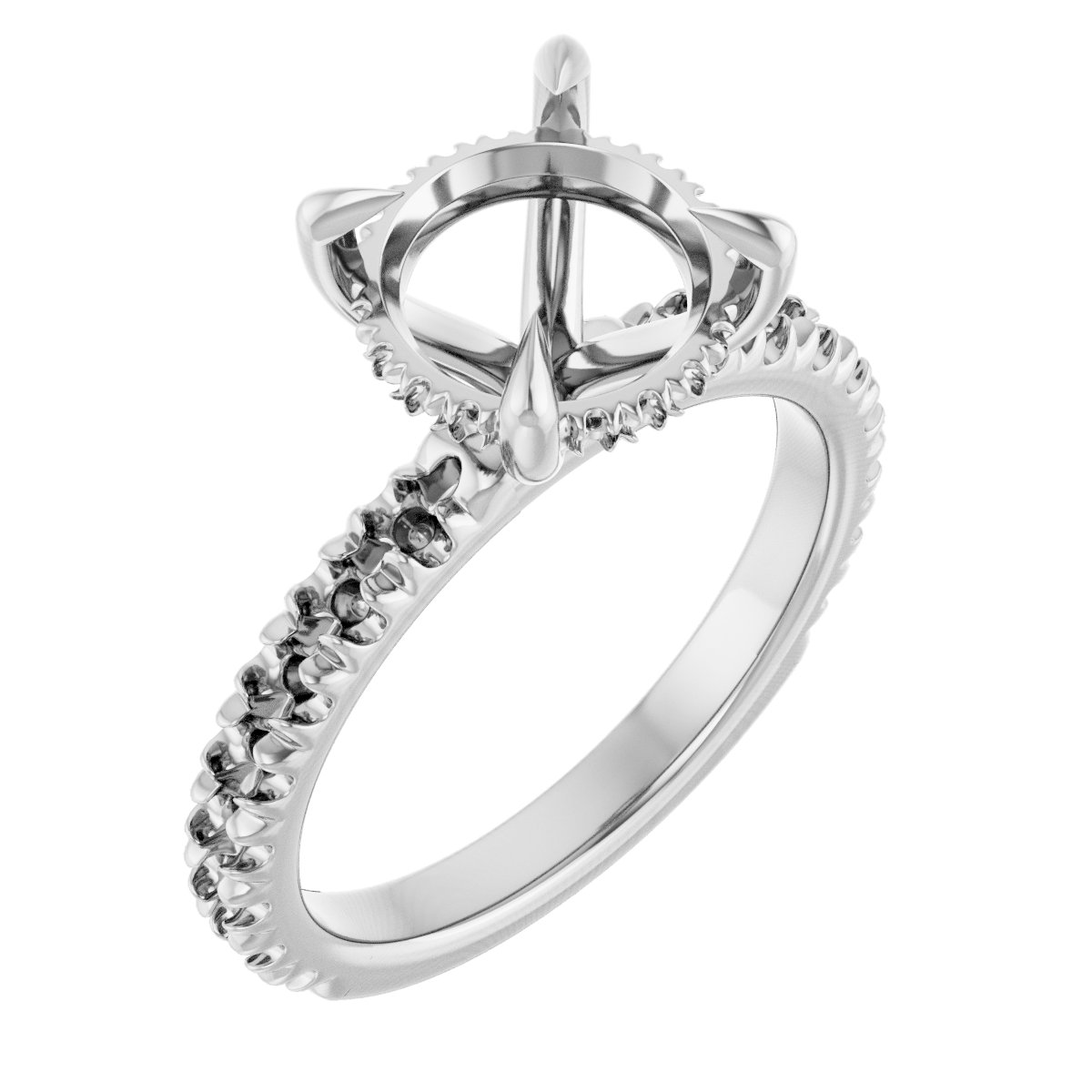 Claw-Prong Hidden Halo-Style Engagement Ring