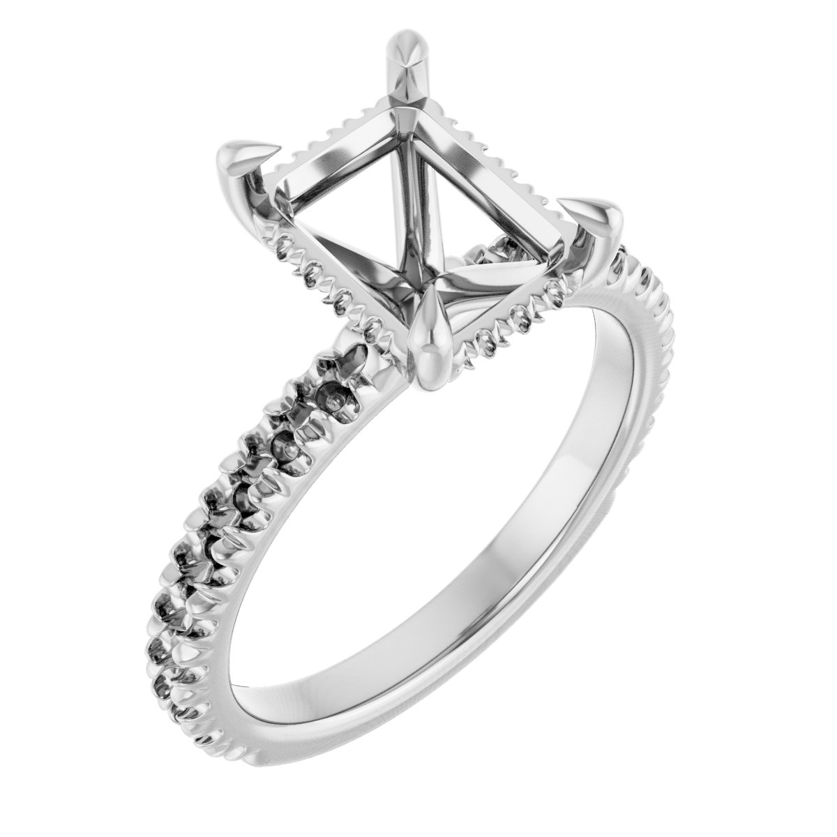 Claw-Prong Hidden Halo-Style Engagement Ring