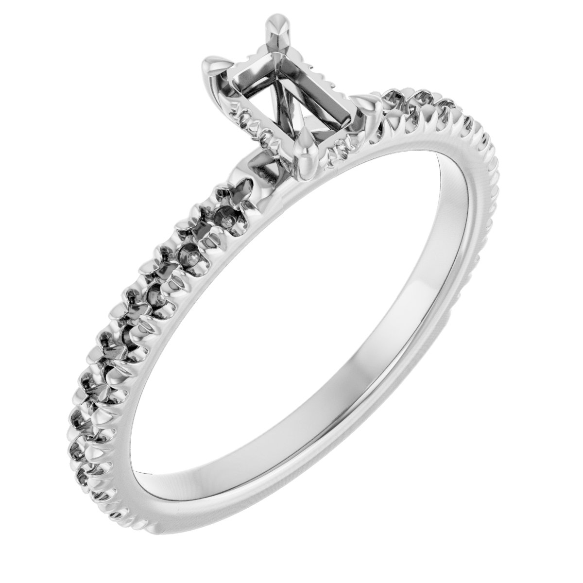 Claw-Prong Hidden Halo-Style Engagement Ring
