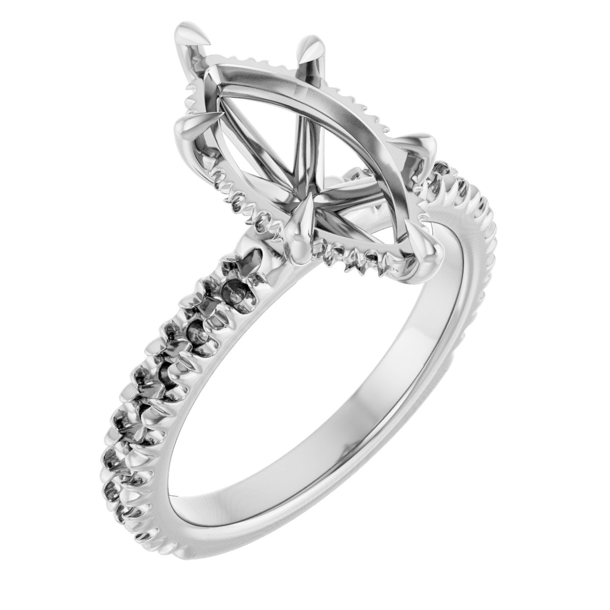 Claw-Prong Hidden Halo-Style Engagement Ring