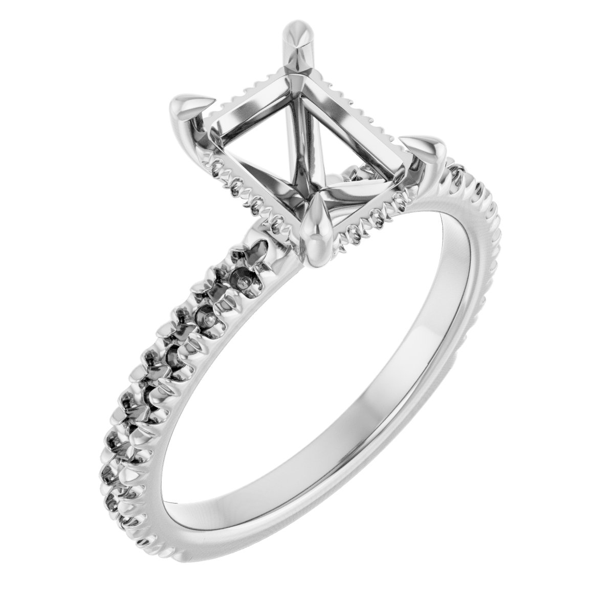 Claw-Prong Hidden Halo-Style Engagement Ring