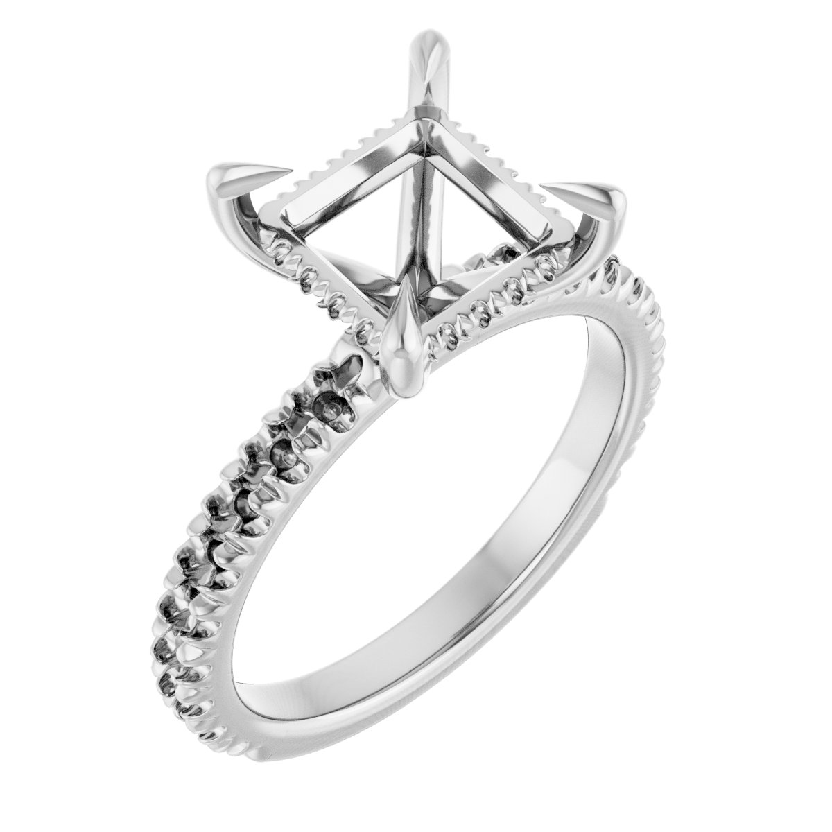 Claw-Prong Hidden Halo-Style Engagement Ring