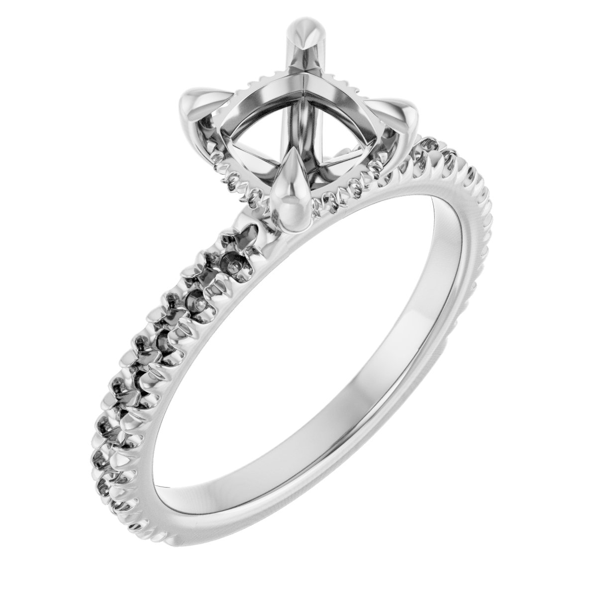 Claw-Prong Hidden Halo-Style Engagement Ring