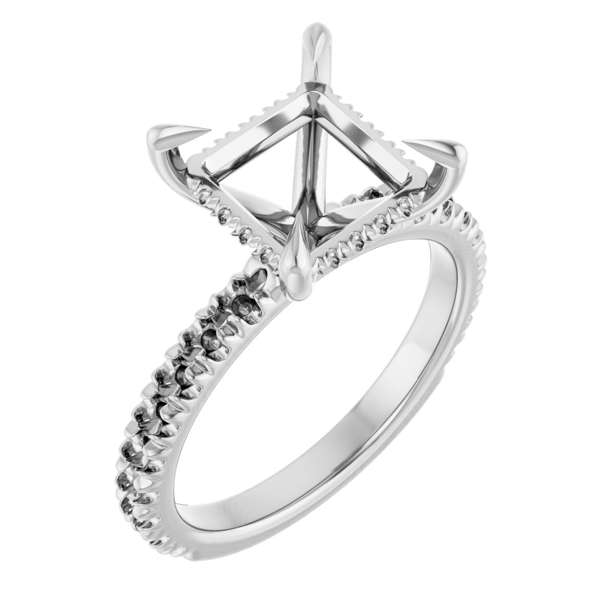 Claw-Prong Hidden Halo-Style Engagement Ring