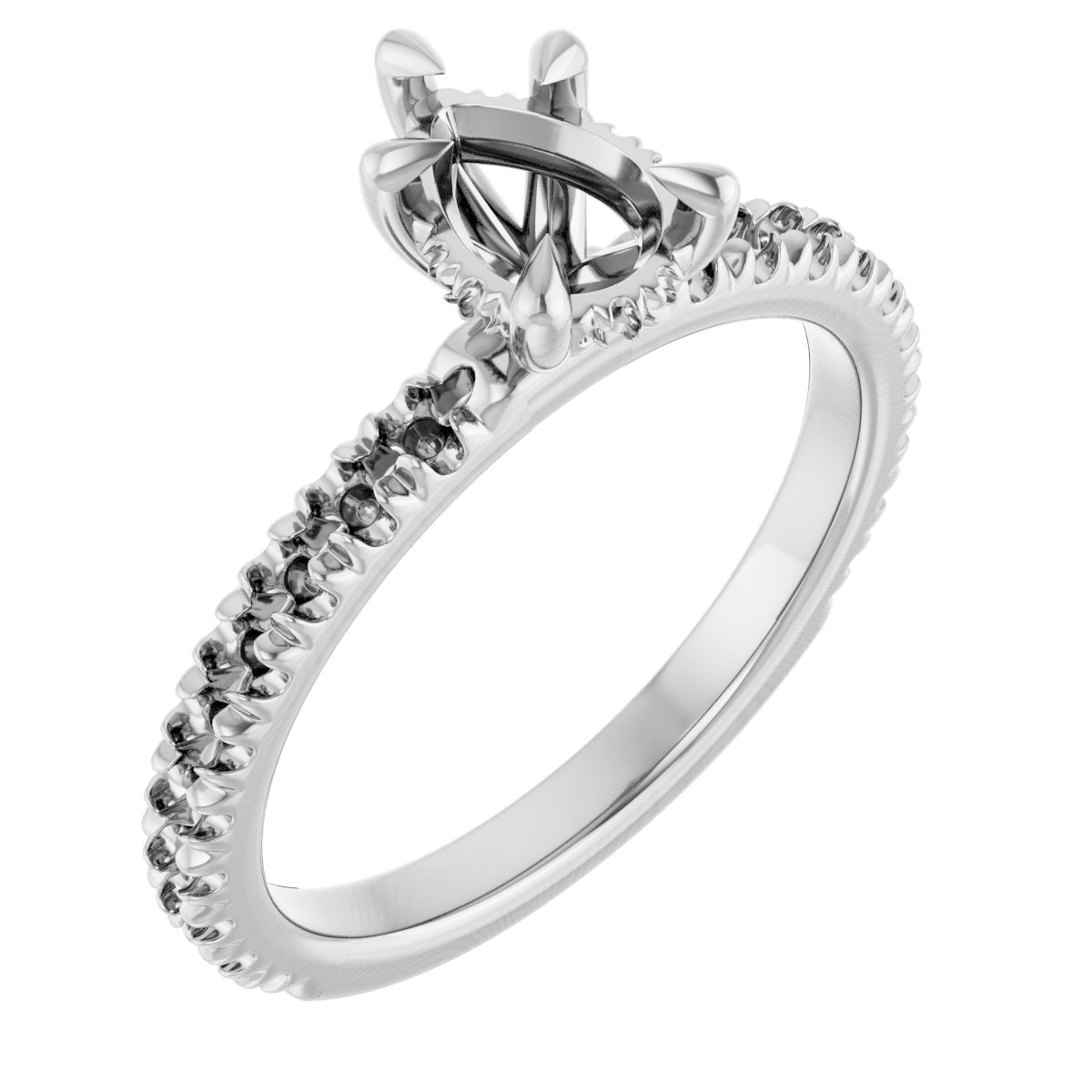 Claw-Prong Hidden Halo-Style Engagement Ring