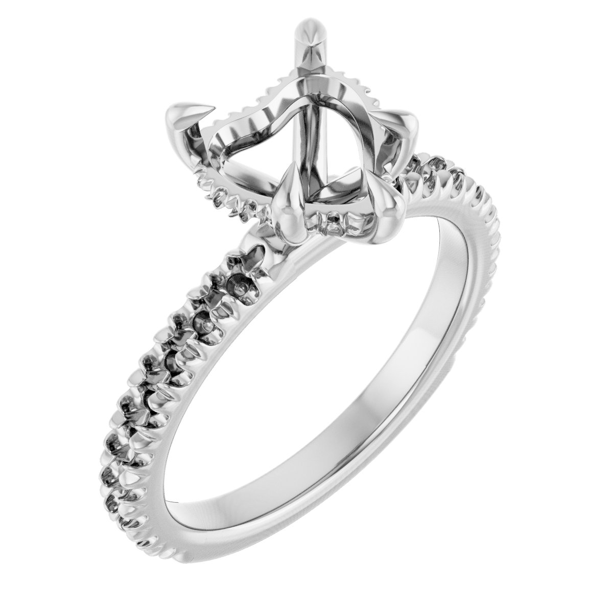 Claw-Prong Hidden Halo-Style Engagement Ring