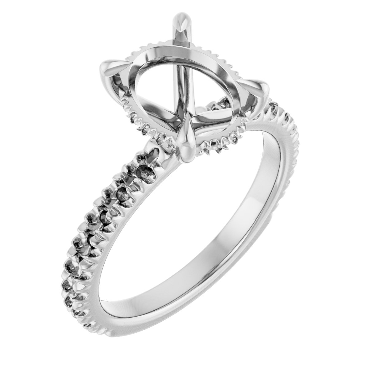 Claw-Prong Hidden Halo-Style Engagement Ring
