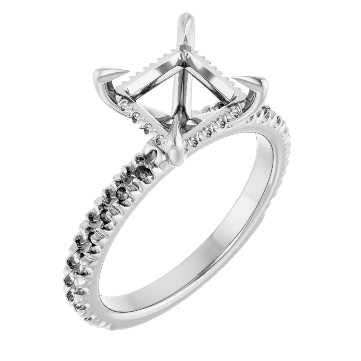 Claw-Prong Hidden Halo-Style Engagement Ring