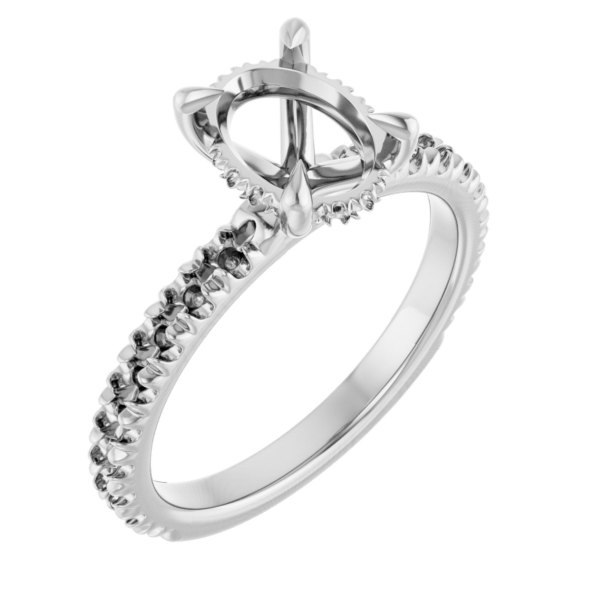 Claw-Prong Hidden Halo-Style Engagement Ring