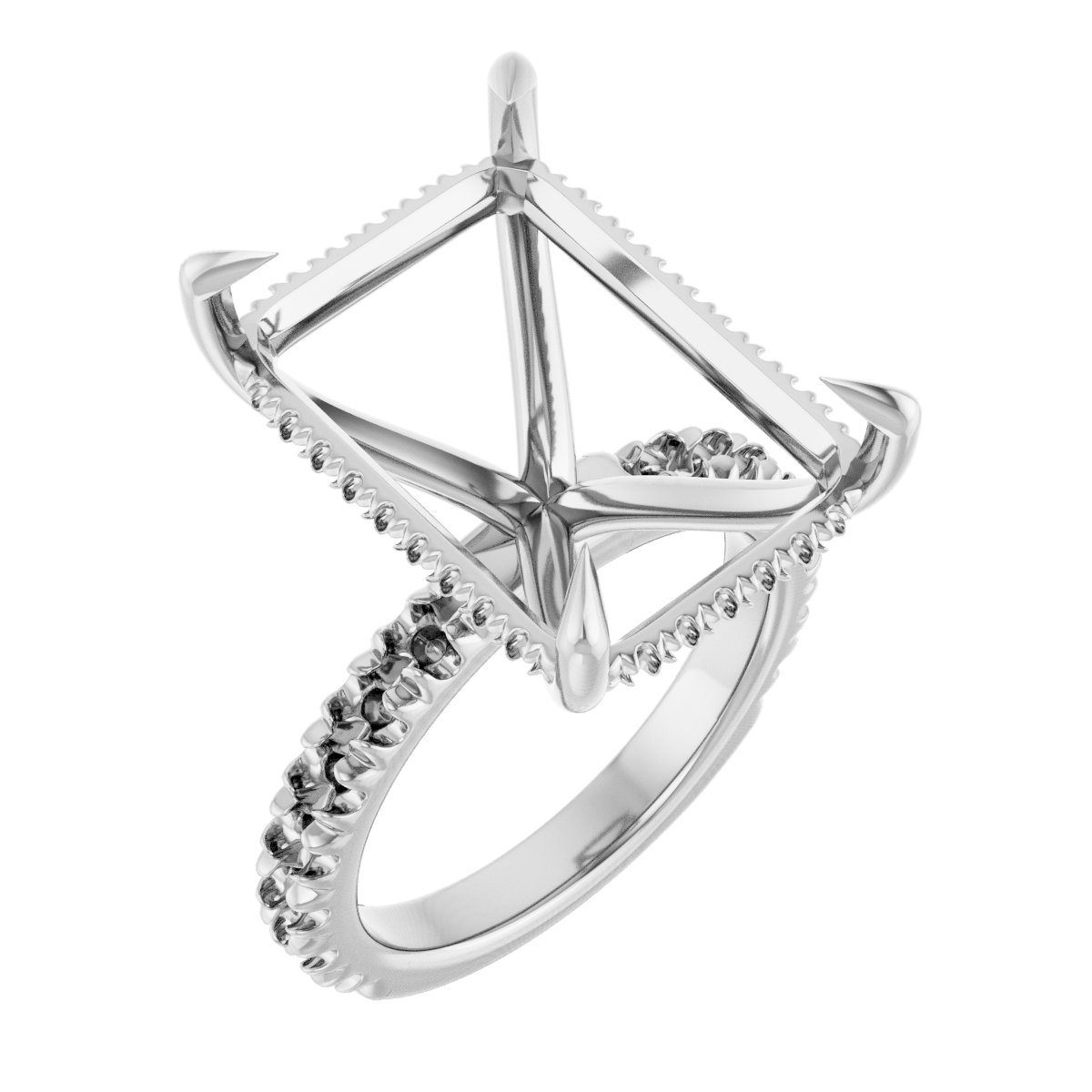 Claw-Prong Hidden Halo-Style Engagement Ring