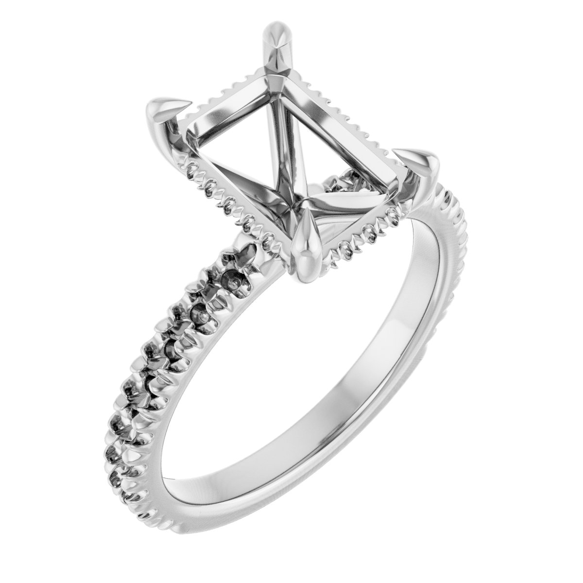 Claw-Prong Hidden Halo-Style Engagement Ring