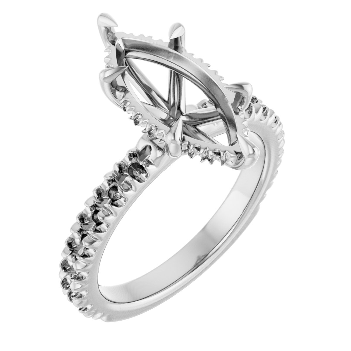 Claw-Prong Hidden Halo-Style Engagement Ring