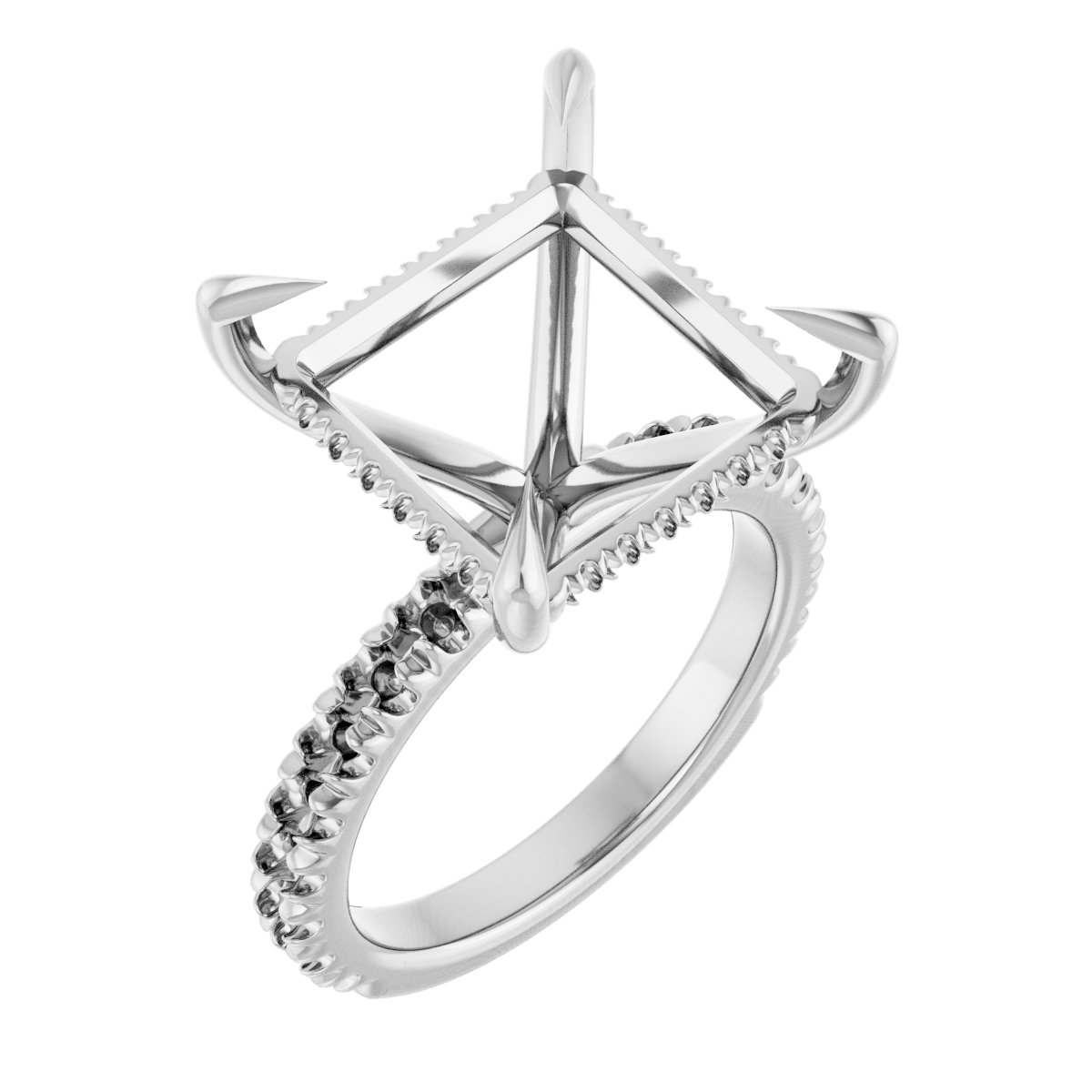 Claw-Prong Hidden Halo-Style Engagement Ring