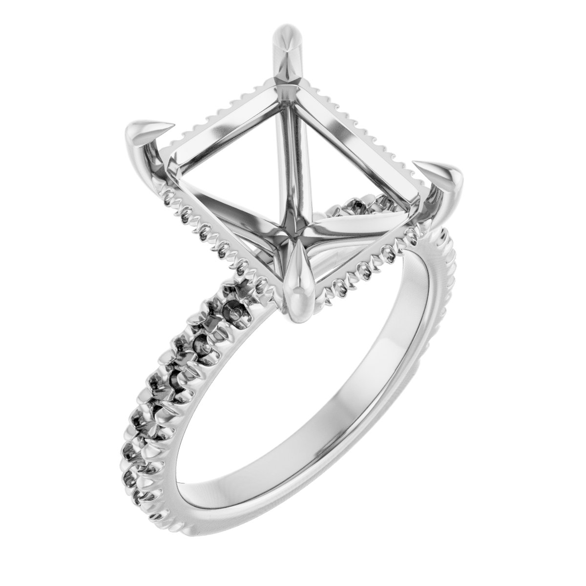 Claw-Prong Hidden Halo-Style Engagement Ring