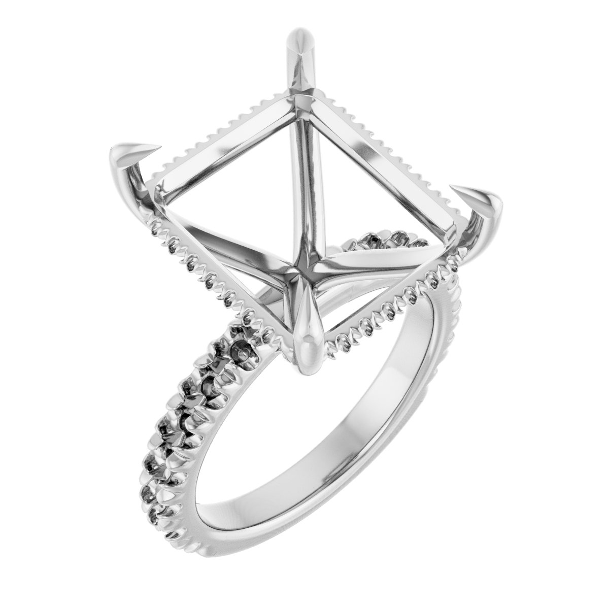 Claw-Prong Hidden Halo-Style Engagement Ring
