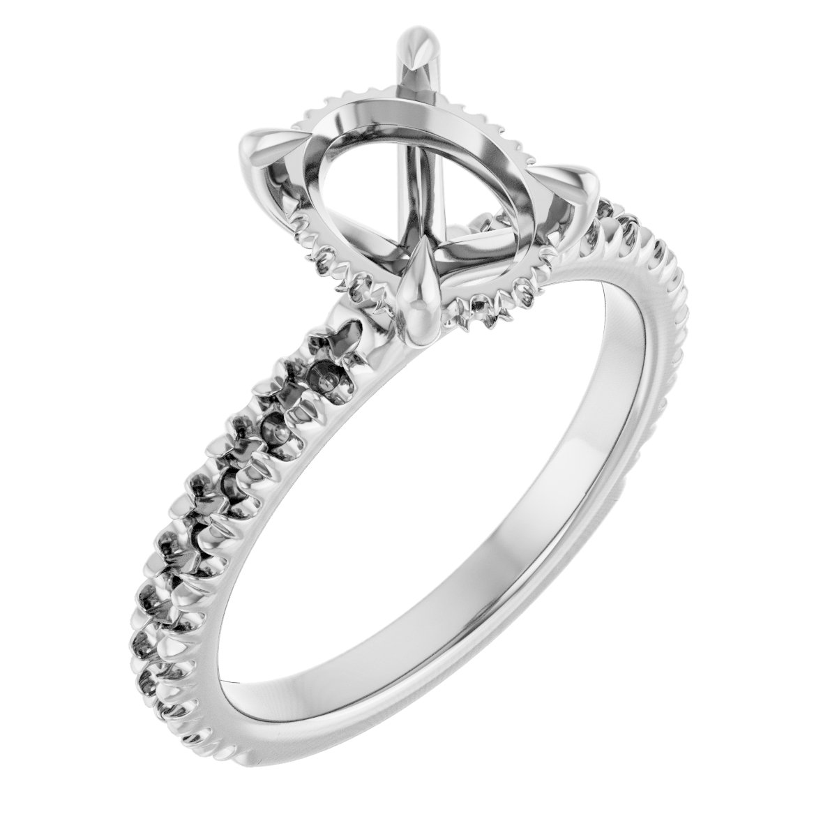 Claw-Prong Hidden Halo-Style Engagement Ring