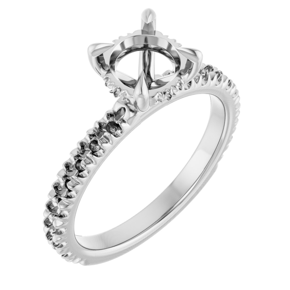 Claw-Prong Hidden Halo-Style Engagement Ring