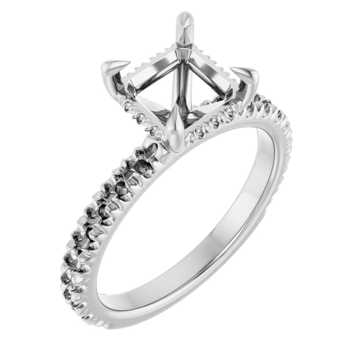Claw-Prong Hidden Halo-Style Engagement Ring