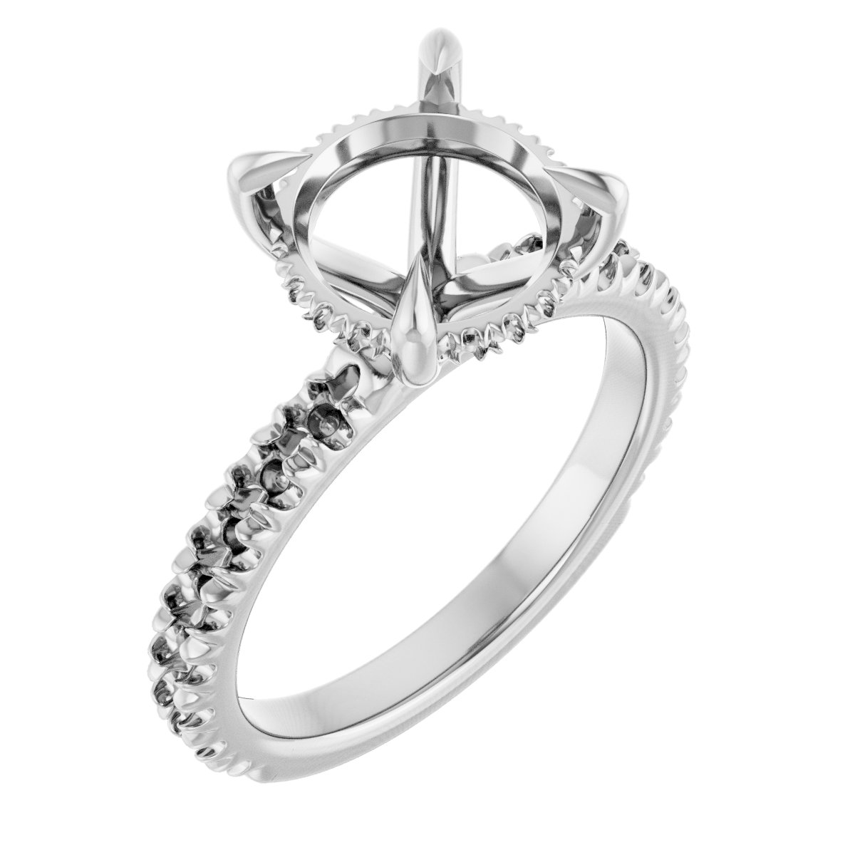 Claw-Prong Hidden Halo-Style Engagement Ring