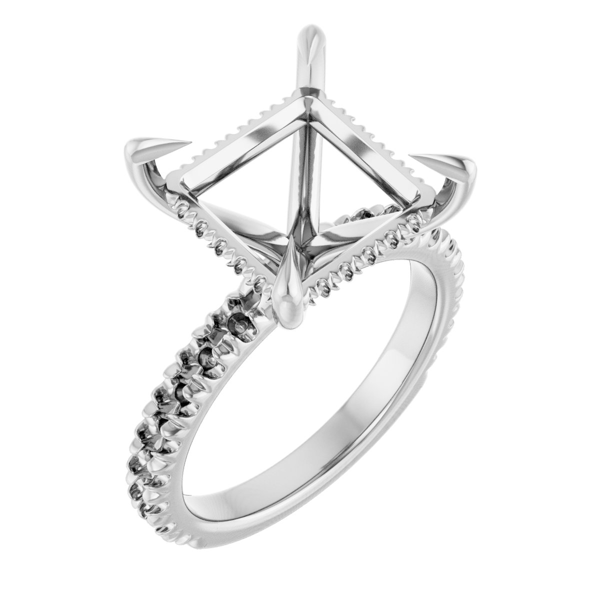 Claw-Prong Hidden Halo-Style Engagement Ring