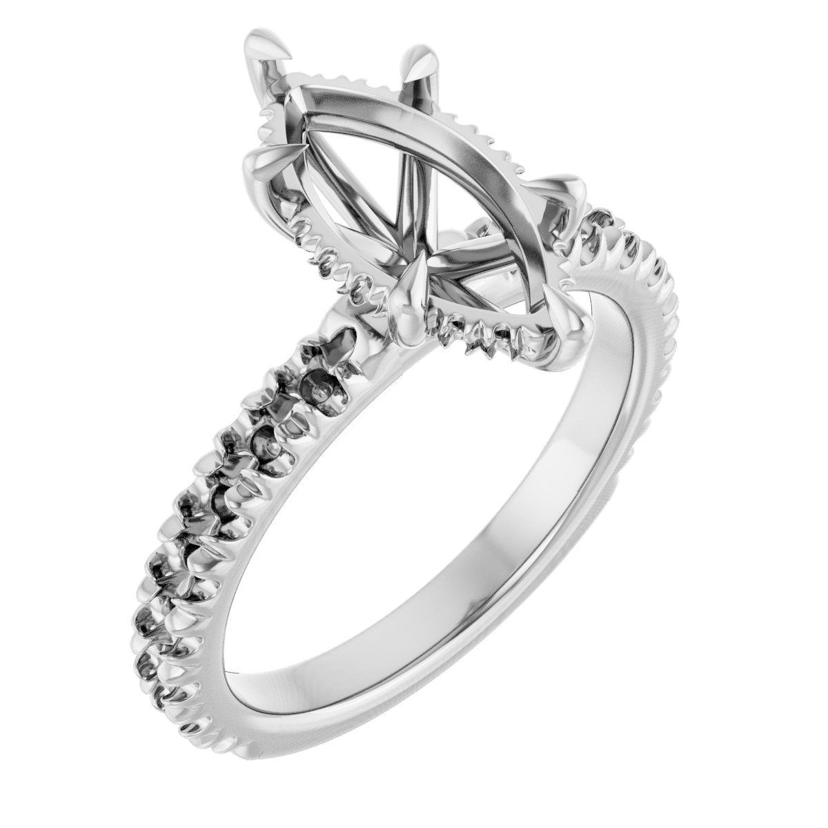 Claw-Prong Hidden Halo-Style Engagement Ring