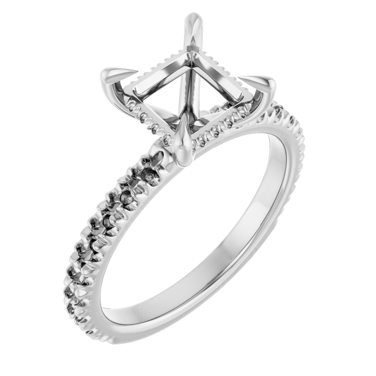 Claw-Prong Hidden Halo-Style Engagement Ring