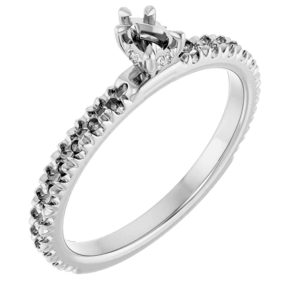 Claw-Prong Hidden Halo-Style Engagement Ring