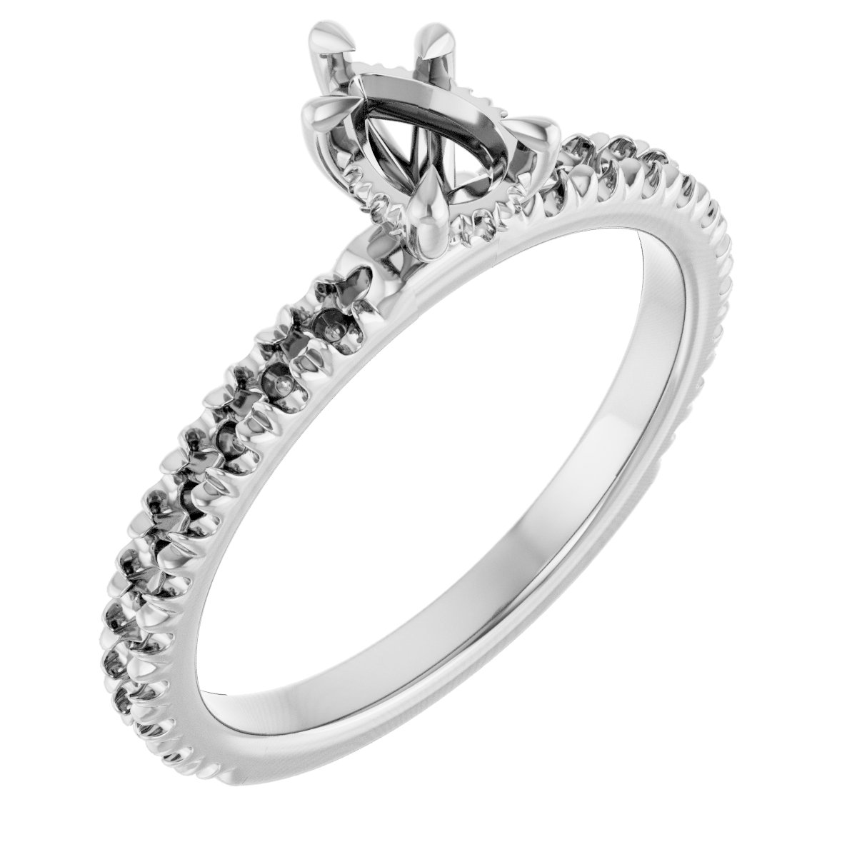 Claw-Prong Hidden Halo-Style Engagement Ring