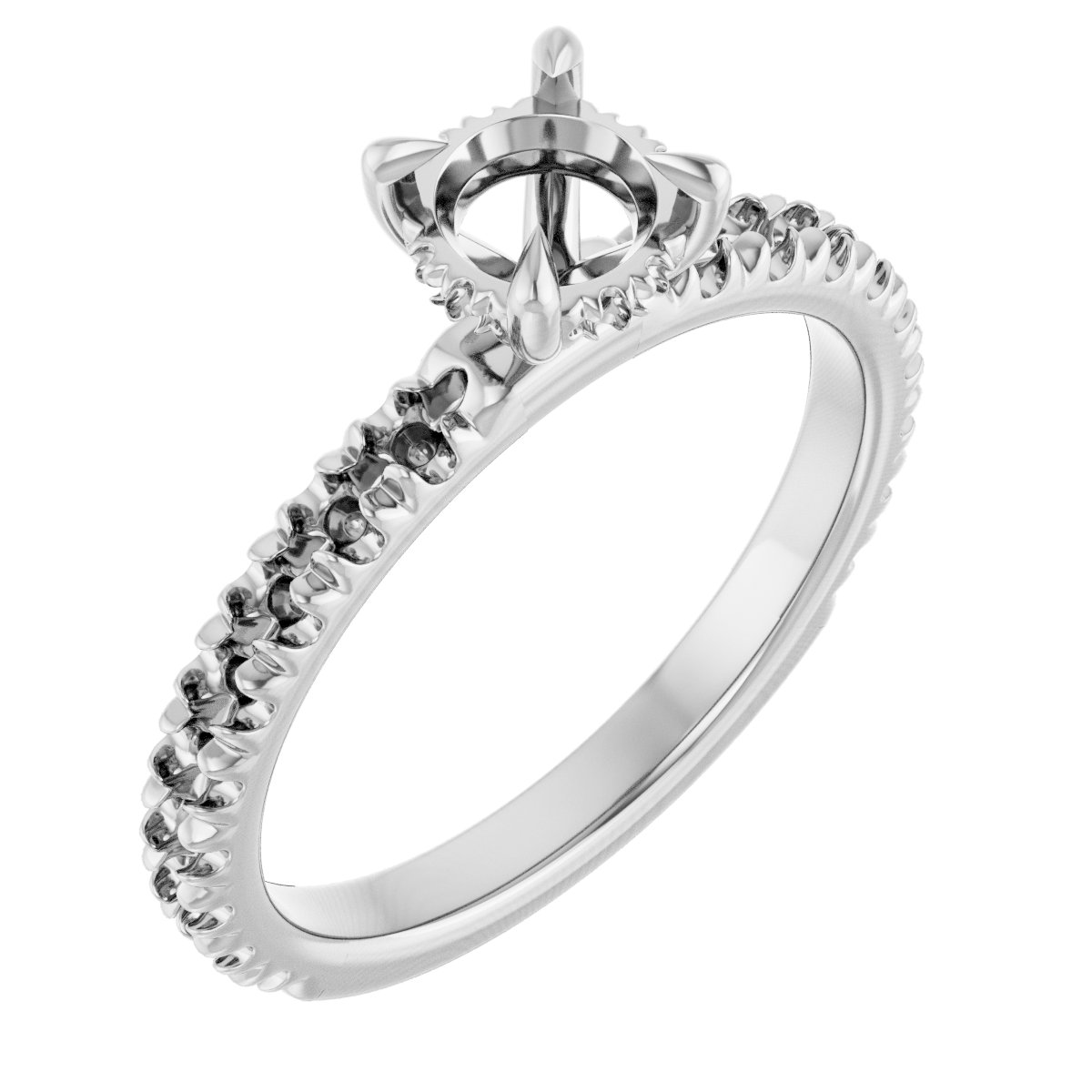 Claw-Prong Hidden Halo-Style Engagement Ring