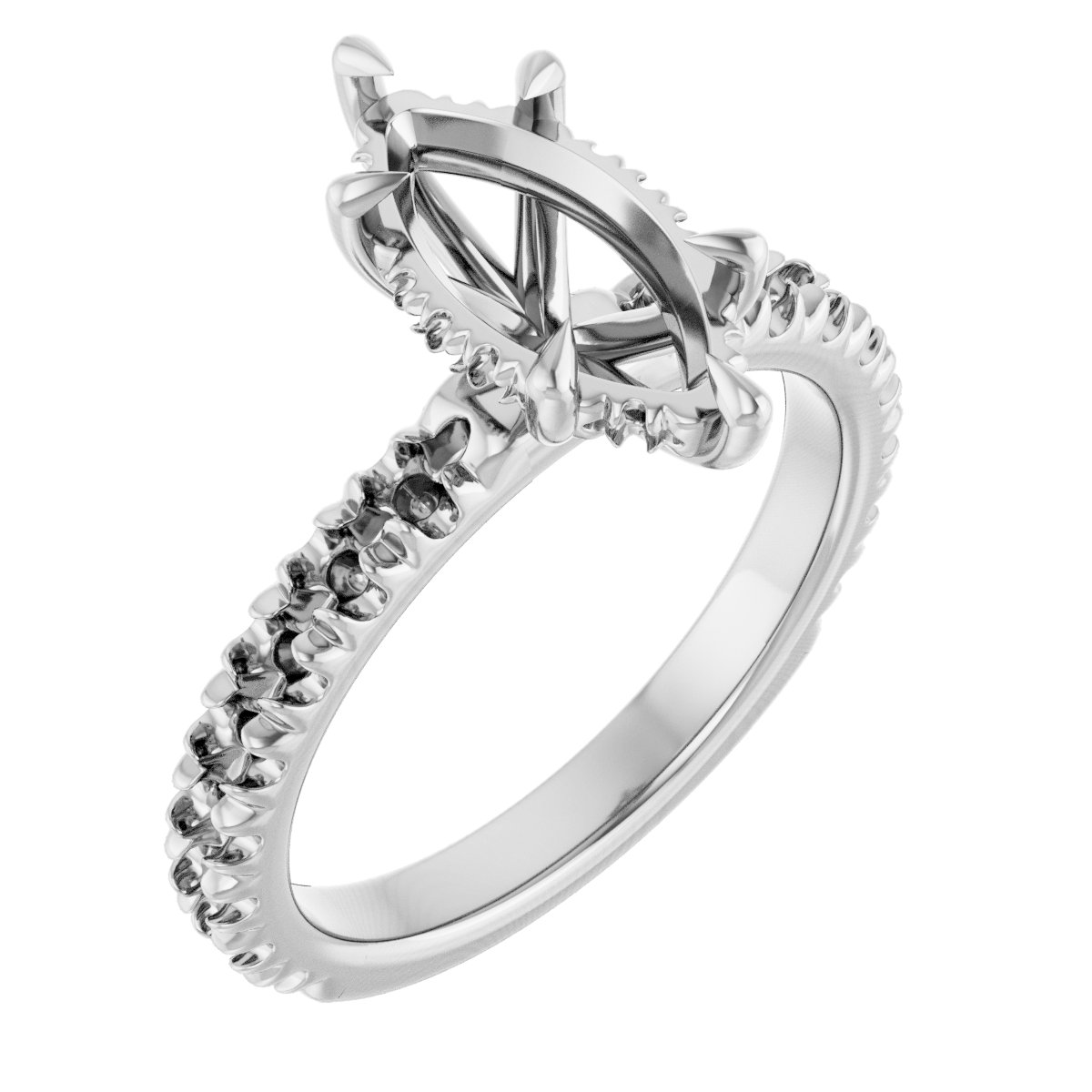 Claw-Prong Hidden Halo-Style Engagement Ring