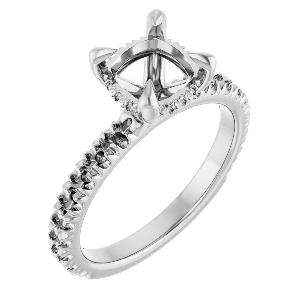 Claw-Prong Hidden Halo-Style Engagement Ring