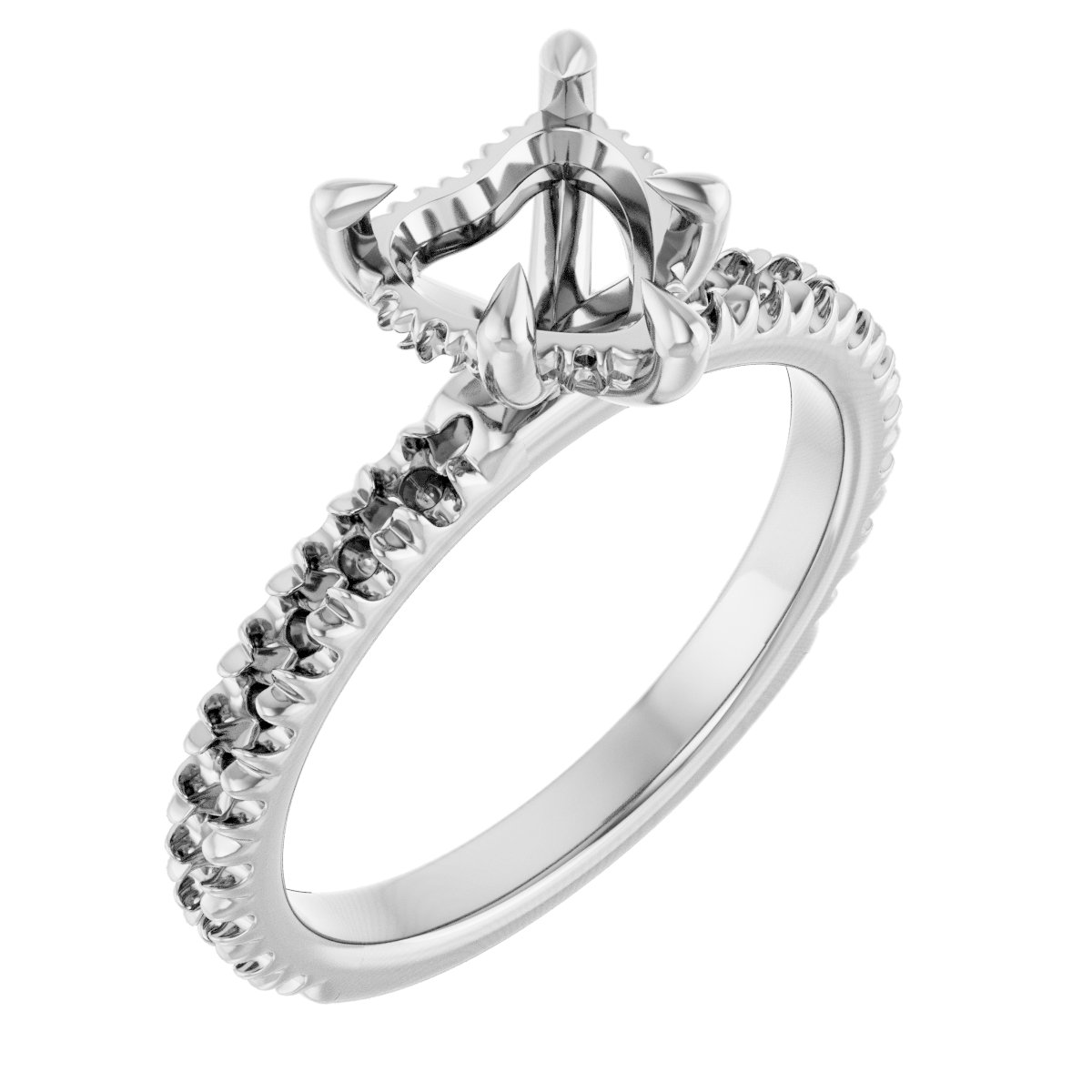 Claw-Prong Hidden Halo-Style Engagement Ring