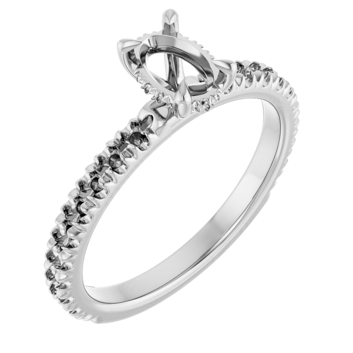 Claw-Prong Hidden Halo-Style Engagement Ring