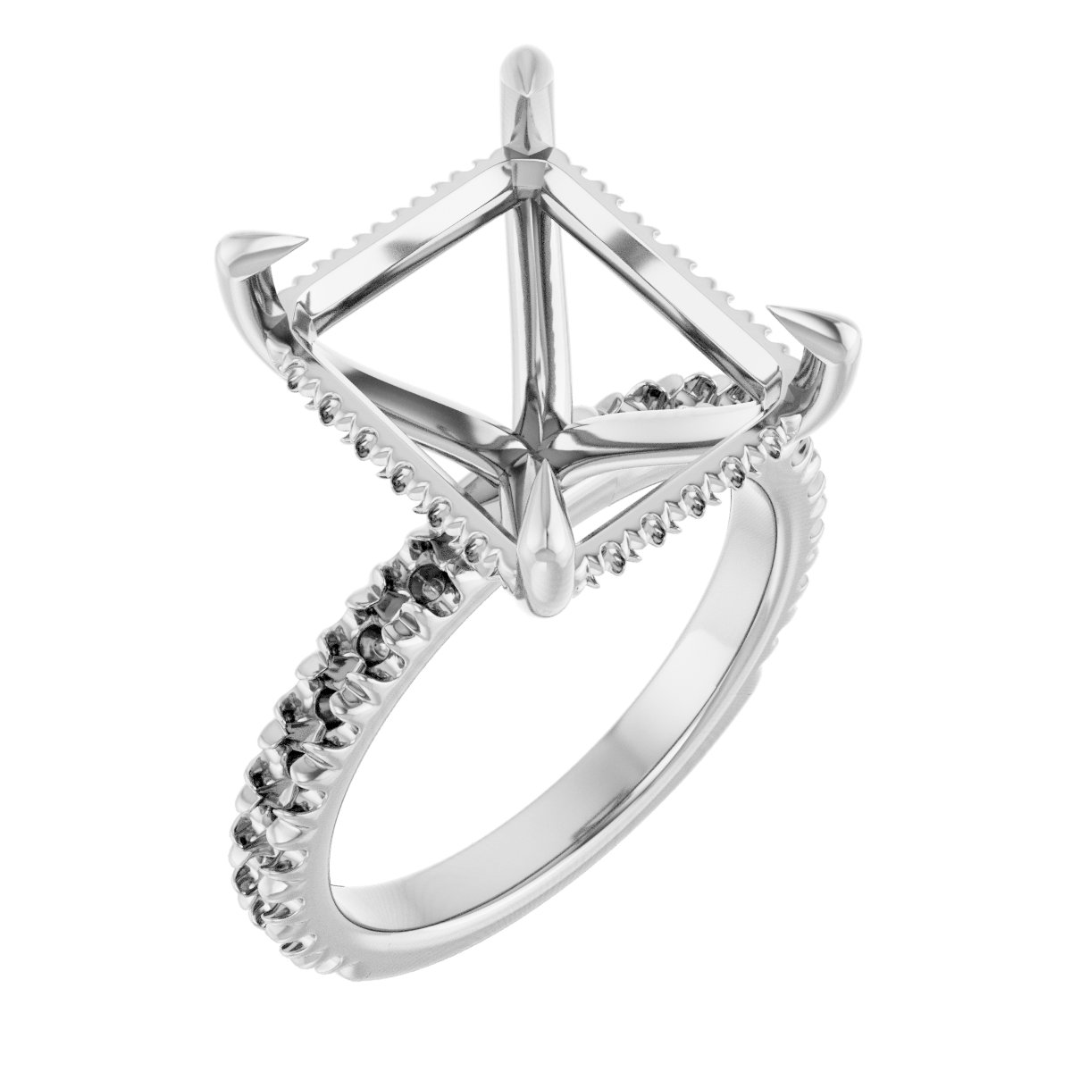 Claw-Prong Hidden Halo-Style Engagement Ring