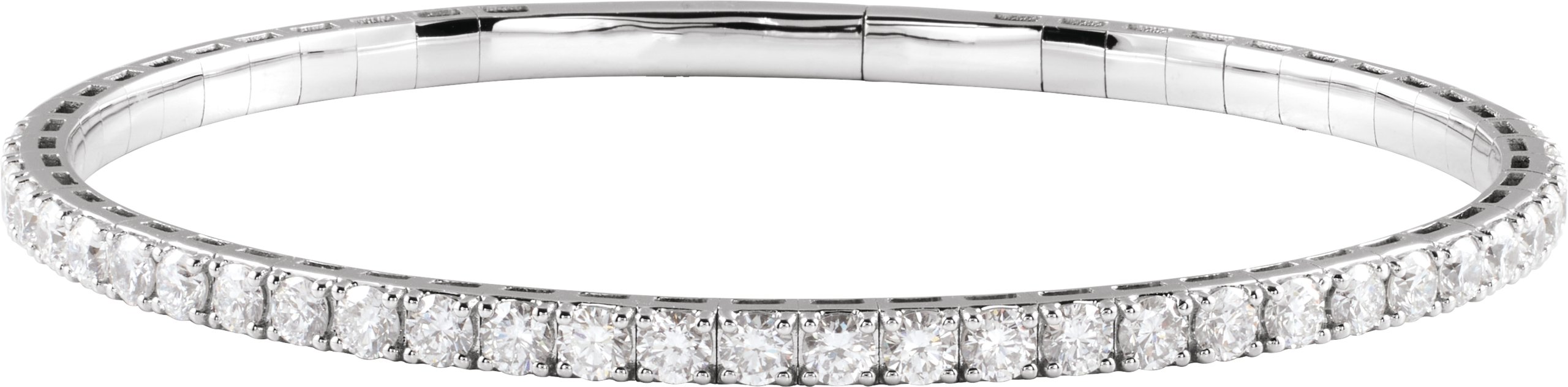 14K White Gold 3 CTW Lab-Grown Diamond  Flexible Bangle 7 Bracelet